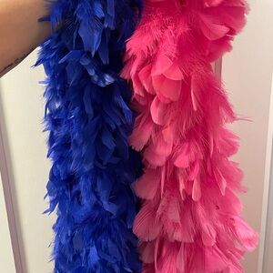 Vintage Feather Boas pink and blue
